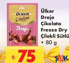 ÜLKER DRAJE ÇİKOLATA FREEZE DRY ÇİLEKLİ SÜTLÜ 80 G - BAYRAM ŞEKERİ/ÇİKOLATASI